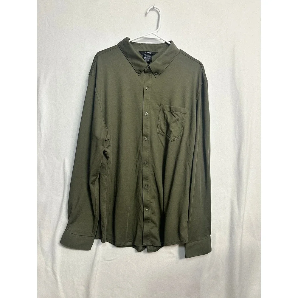 5.11 Tactical Mens 2XL Olive Green Button Down Long Sleeve Shirt 7710161-186